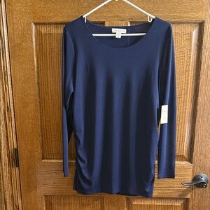 Coldwater Creek Fully Lined Navy Pullover Tunic Top XL NWT